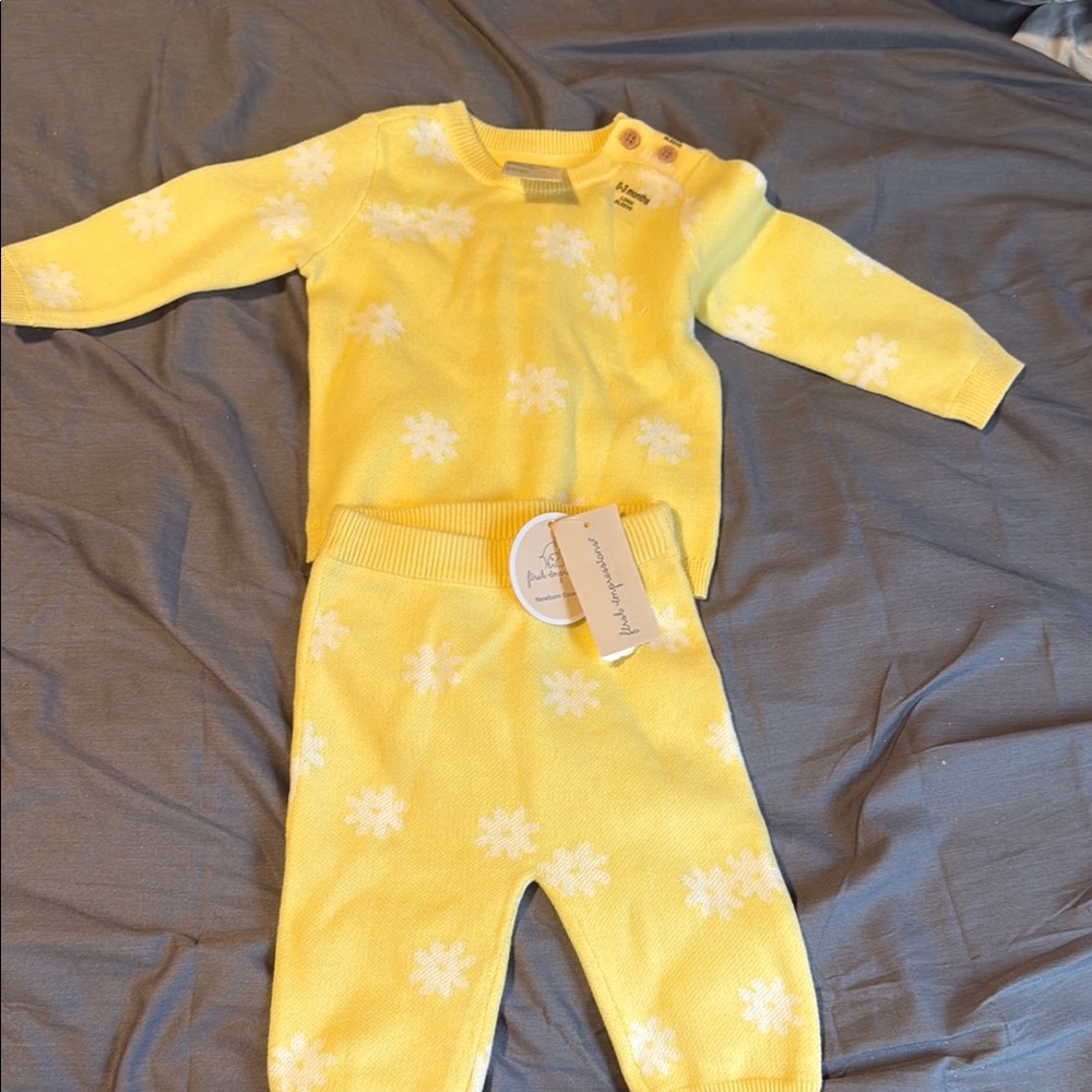 First Impressions Yellow and White Kids Matching Set